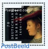 Rembrandt 1v, L shape phosphor (from dutch booklet). This is an official German stamps, but with the